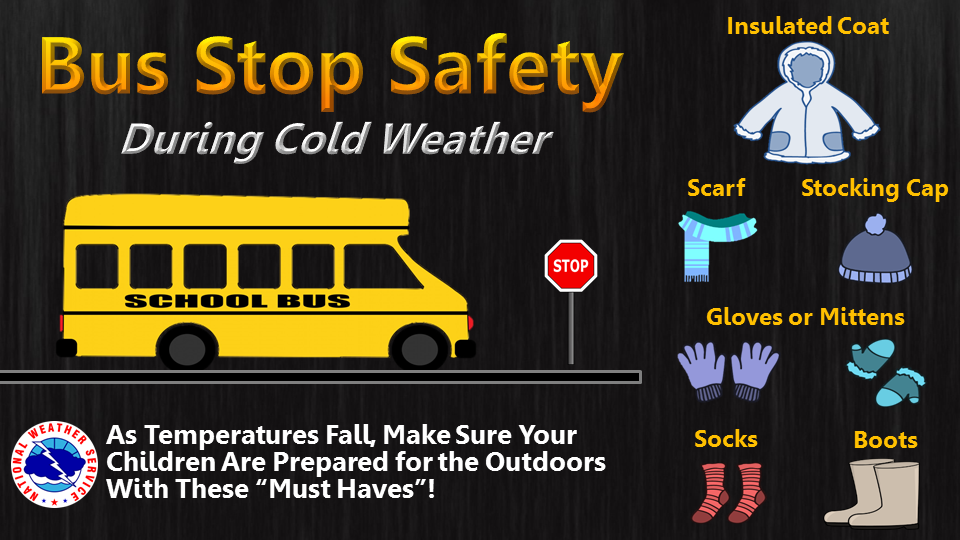 reminder to dress warm at the bus stop