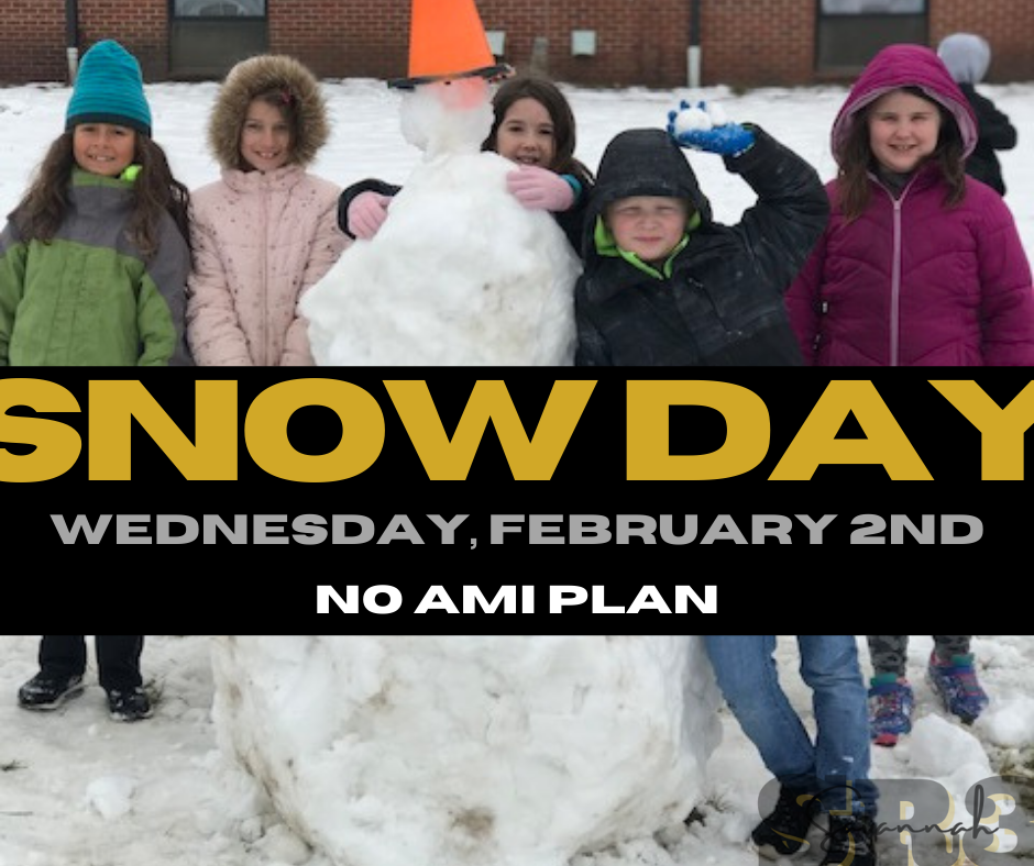Snow Day Wednesday, February 2nd.  No AMI Plan. 