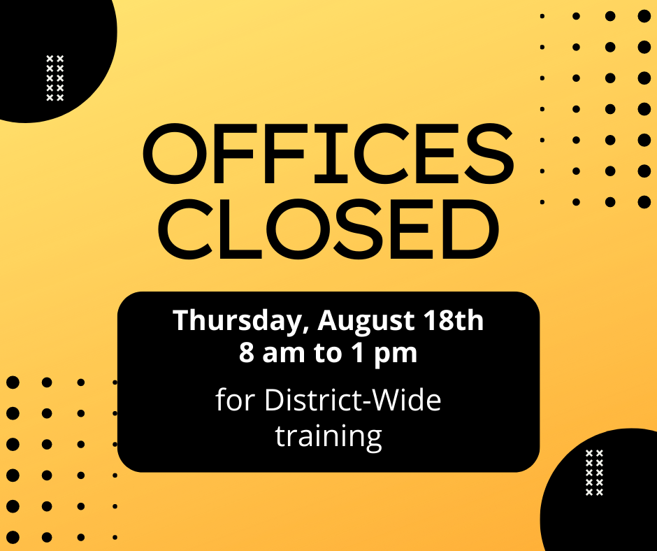 Please note that all campuses will be closed Thursday morning so that our staff can participate in training.  If you need help with anything please call after 1 pm.  Thank you for understanding as we prepare to serve our students and families. 