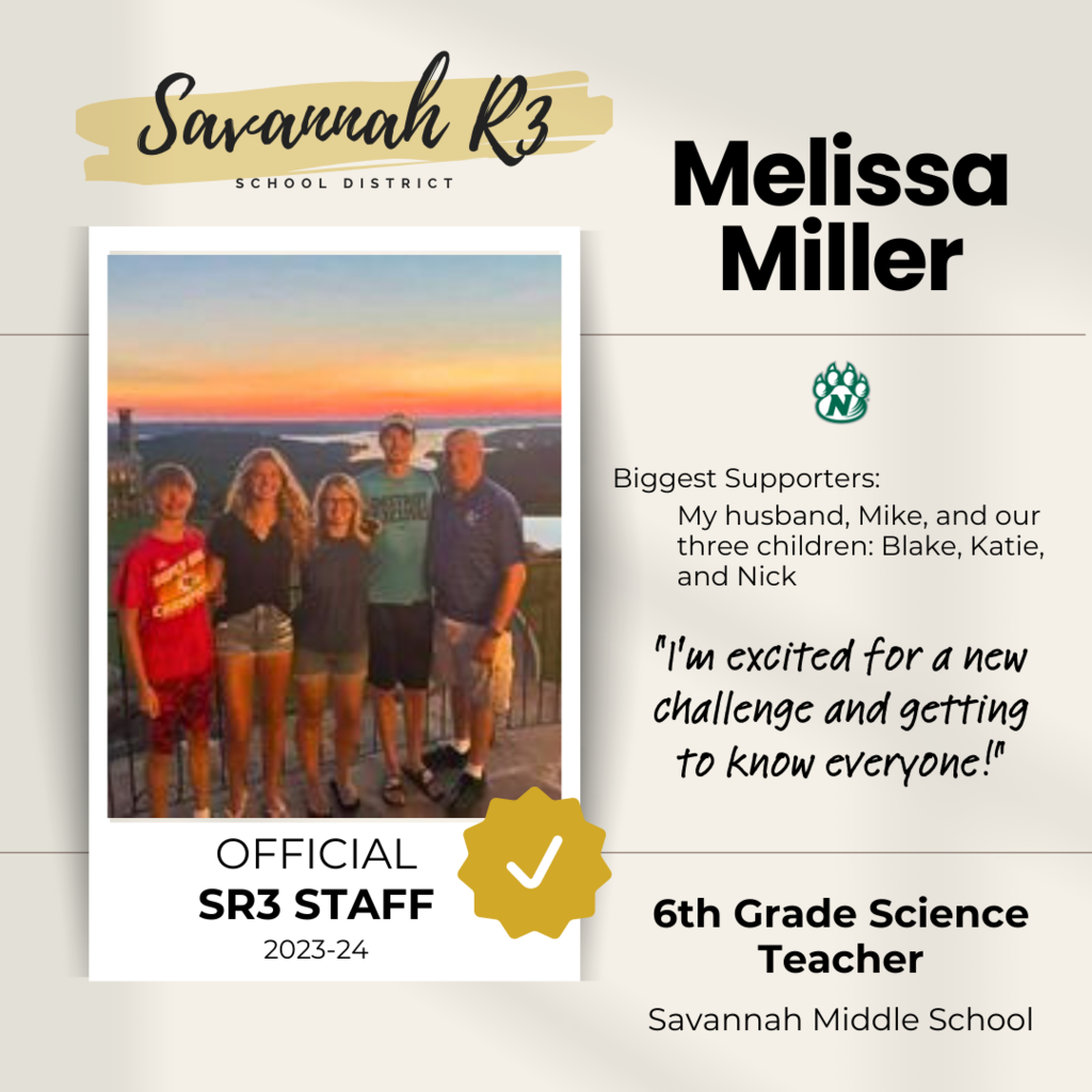 Melissa Miller, 6th Grade Science Teacher at SMS