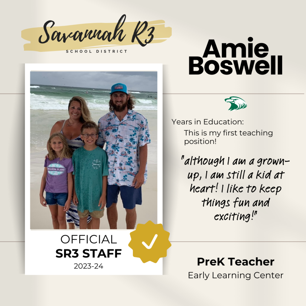 Amie Boswell, PreK Teacher, Early Learning Center