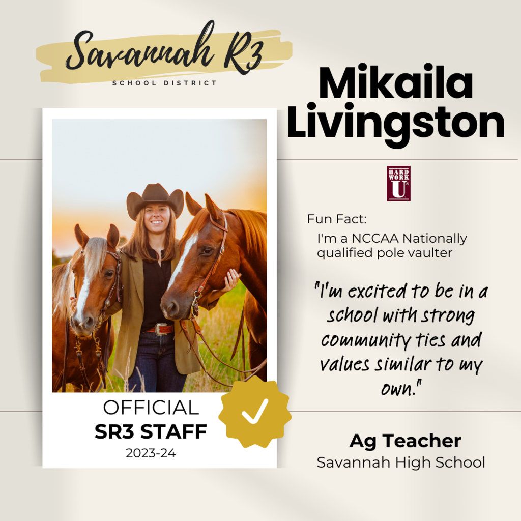 Mikaila Livingston, SHS Ag Teacher