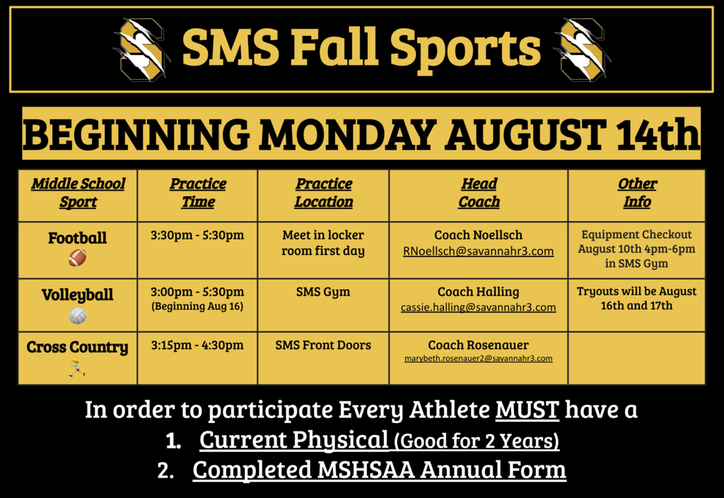 SMS athletics schedule